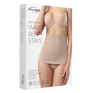 Farmacell Bodyshaper 605S Invisible Shaping Girdle Waist Shaper 4 splints Anti Rolling Down 100% Made in Italy