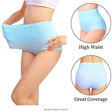 Hcaixing Womens High Waist Cotton Briefs Underwear Tummy Control C-section Recovery Soft Stretch Panties