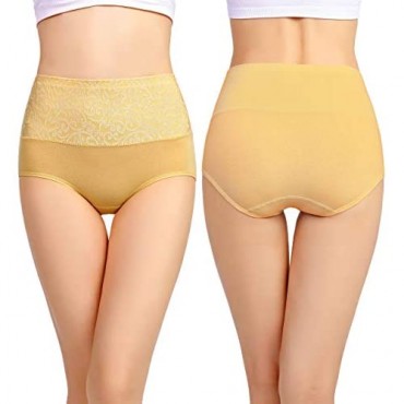 Hcaixing Womens High Waist Cotton Briefs Underwear Tummy Control C-section Recovery Soft Stretch Panties