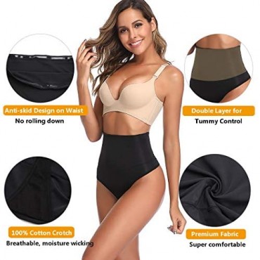 High Waist Shapewear Thong for Women Tummy Control Underwear Body Shaper Thong Waist Cincher Girdle Panties