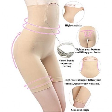 Jenbou Shapewear for Women High Waisted Body Shaper Tummy Control Panties Waist Trainer Thigh Slimmer Shorts