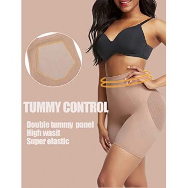 SHER Women Seamless Tummy Control Panties Shapewear High Waist Mesh Body Shaper Boyshorts
