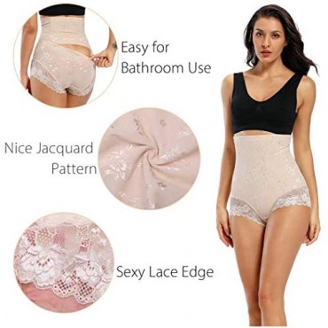WOWENY High Waisted Body Shaper Tummy Control Panty Butt Lifter Lace Briefs Slim Waist Trainer