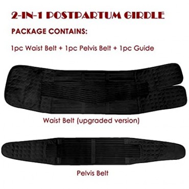 2 in 1 Postpartum Support Recovery Belly Wrap Waist/Pelvis Belt Body Shaper Postnatal Shapewear One Size Black