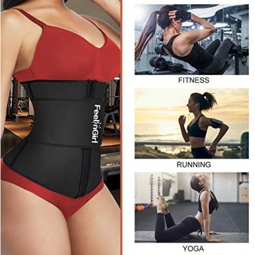 FeelinGirl Neoprene Sauna Sweat Vest Waist Trainer Slimming Vest for Women with Adjustable Waist Shaper Belt M Black