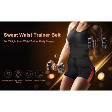 FeelinGirl Neoprene Sauna Sweat Vest Waist Trainer Slimming Vest for Women with Adjustable Waist Shaper Belt M Black