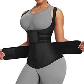 FeelinGirl Women's Latex Underbust Training Cincher Workout Waist Trainer Corset Zipper Vest with Adjustable Belt