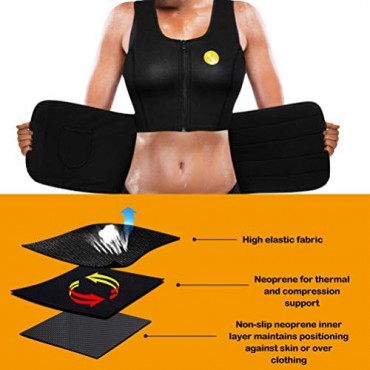 Junlan Women Sauna Waist Trainer Vest Workout Neoprene Tank Top Body Shaper Cincher for Womens