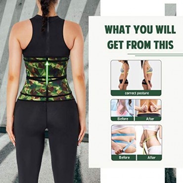 Latex Waist Trainer Corset Sport Girdle Waist Training Belt Tummy Control with Straps and Zipper Camo Geometric Pattern