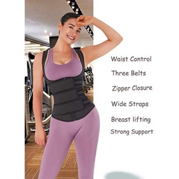 MASS21 Waist Trainer for Women Waist Trainer with Zipper for Women Long Torso Three Belts