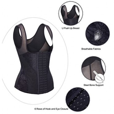 Nebility Women Waist Trainer Vest Breathable Shapewear Weight Loss Tank Top Shirt Workout Corset