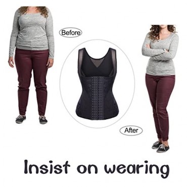 Nebility Women Waist Trainer Vest Breathable Shapewear Weight Loss Tank Top Shirt Workout Corset
