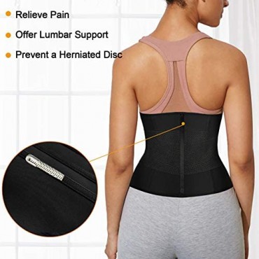 RACELO Women Workout Waist Trainer Trimmer Tummy Cincher Corset Zipper Girdle Body Shaper for Wrap Stomach Exercise