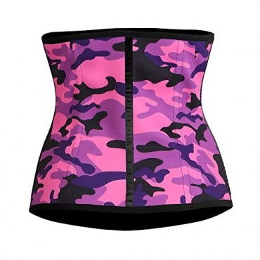 Uhnice Womens Camouflage Print Workout Waist Corset 3 Hook Latex Trainer Corset