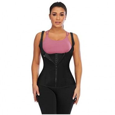 Waist Trainer Corset for Weight Loss Tummy Control Sport Workout Body Shaper Black with Adjustable Straps