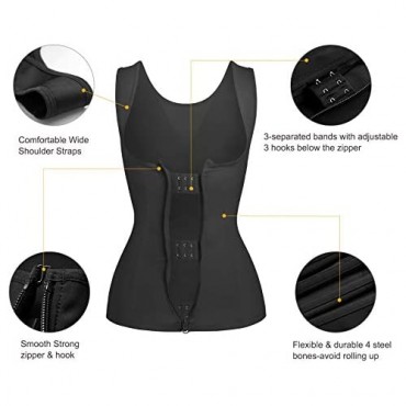 YERKOAD Waist Trainer for Women Shapewear Tummy Control Corset Body Shaper Cincher Vest Zipper Tank Top
