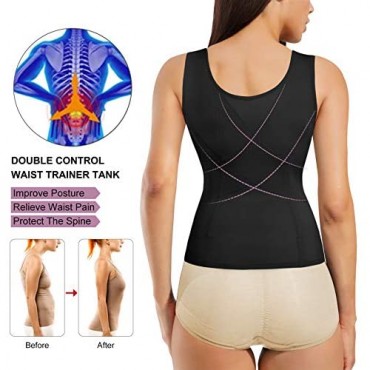 YERKOAD Waist Trainer for Women Shapewear Tummy Control Corset Body Shaper Cincher Vest Zipper Tank Top