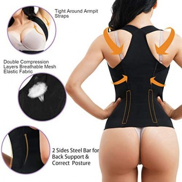YERKOAD Women Waist Trainer Cincher Corset Back Support Brace Tummy Contorl Body Shaper Vest Shapewear Posture Corrector Tops