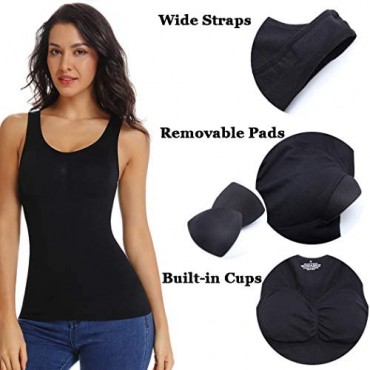 Joyshaper Cami Shaper for Women Tummy Control Shapewear Tank Tops with Built-in Shelf Bra Compression Camisole Padded Bra