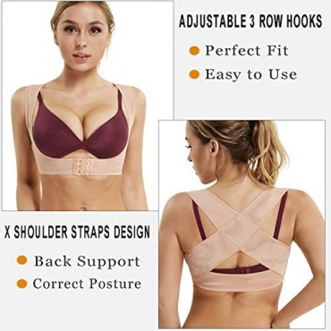 Joyshaper Chest Brace Up Women Posture Corrector Shapewear Breast Back Support X Strap Bra Support Shaper Vest Tops (Beige - X-Back 2XL)