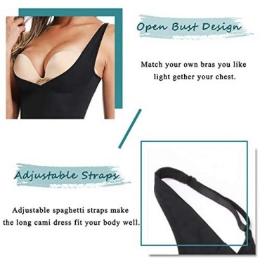 Joyshaper Full Slips for Under Dresses Slimming Long Cami Camisole Women Slip Dress Body Shaper (Black M)