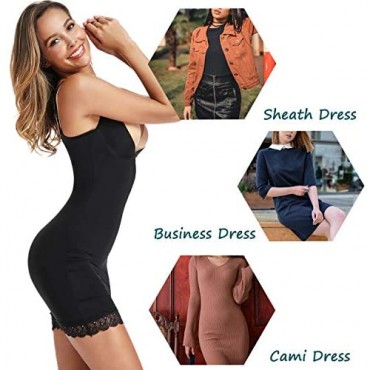 Joyshaper Full Slips for Under Dresses Slimming Long Cami Camisole Women Slip Dress Body Shaper (Black M)