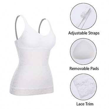 Joyshaper Shapewear Lace Cami with Built in Bra Tummy Control Shapewear Camisole for Women