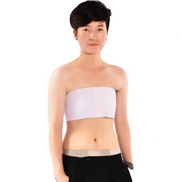 MISWSU Cotton Compression Band 3 Rows of Hooks Strapless Chest Binder for Tomboy Trans Lesbian