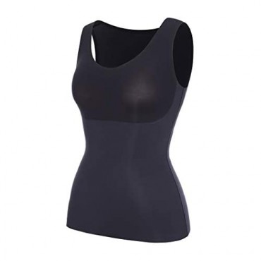 PRINANX Shapewear Tank Tops for Women Tummy Control Slimming Camisole Tanks Seamless Sleeveless Body Shaper Cami Black