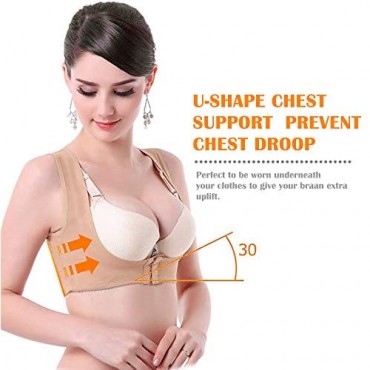 Refial Chest Brace Up for Women Chest Support Posture Corrector Shapewear Tops Breast Support Posture Corset Bra Beige