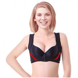 Refial Chest Brace Up for Women Chest Support Posture Corrector Shapewear Tops Breast Support Posture Corset Bra Black