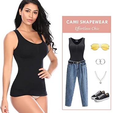 Shaper Cami with Built in Bra Tummy Control Tank Tops for Women Slimming Camisole with Removable Pads