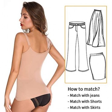SHAPERIN Women's Slimming Cami Shaper with Built in Bra Tummy Control Camisole Tank Top Shapewear Body Shaper
