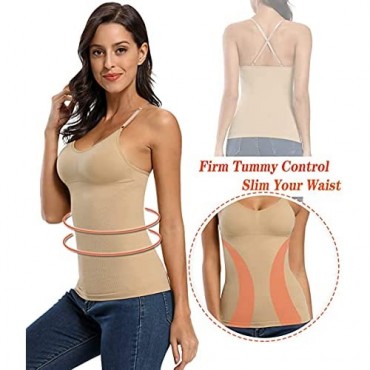 Shapewear Tank top Tummy Control Slimming Padded Camisole with Built in Bra top Body Shaper cami for Women