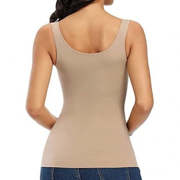 Shapewear Tank top Tummy Control Slimming Padded Camisole with Built in Bra top Body Shaper cami for Women (Beige XL)