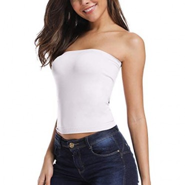Strapless Tube Tops for Women- Stretchy Bandeau Tube Top Sexy Crop Top