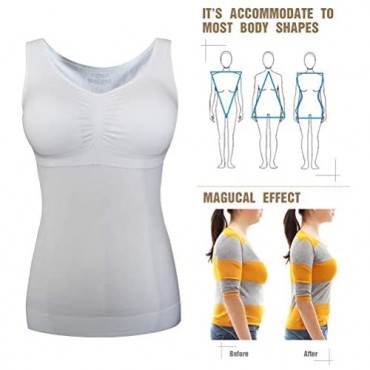 Women’s Shapewear Tank Top with Built in Bra Cami Shaper with Removable Pads