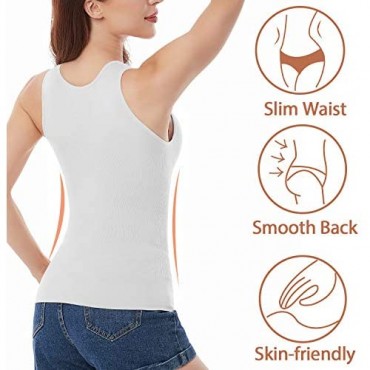 Womens Shapewear Tank Tops with Built in Bra Tummy Control Cami Seamless Body Shaper Compression Top
