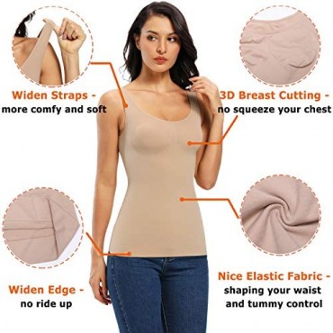 WOWENY Shapewear Tank Top for Women Tummy Control Slimming Camisole Compression Vest Daily Wearing Basic Cami