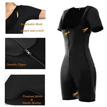 ALVAGO Womens Sauna Suit for Weight Loss Full Body Shapewear Bodysuit Sweat Neoprene Slimming Workout Shaper with Sleeves