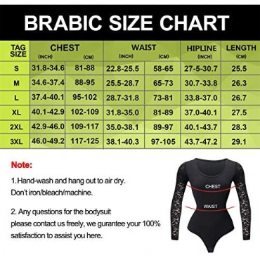 BRABIC Shapewear Bodysuit for Women Lace Long Sleeve Tops Scoop Neck T Shirts Jumpsuits