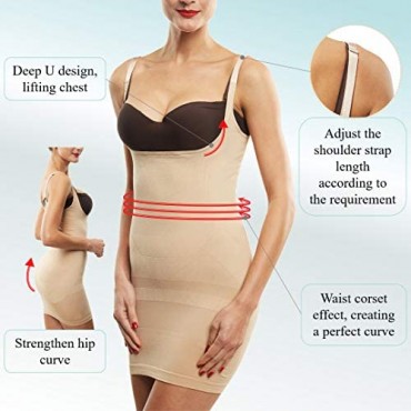 Franato Women's Shapewear Dress Control Slip Full Body Shaper Open Bust
