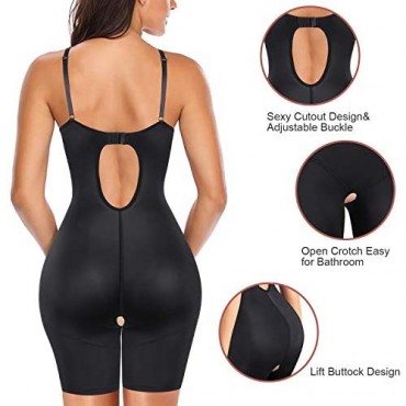 Irisnaya Women Shapewear Bodysuit Tummy Control Body Shaper Spaghetti Strap Bra Top Bodycon Romper Butt lifter Short Jumpsuit