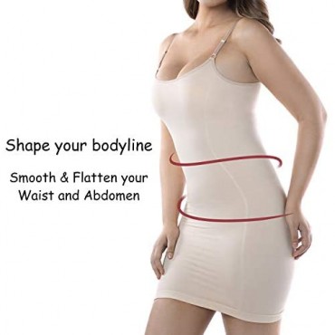 +MD Women's Spaghetti Strap Shapewear Full Slip Light Control Seamless Full Body Shaper for Under Dresses