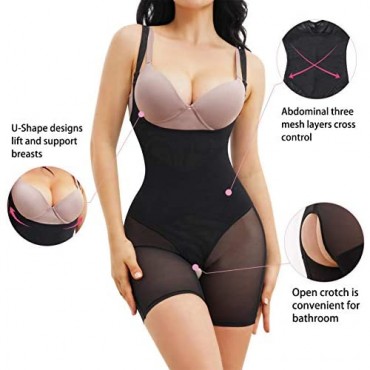 MERYOSZ Women Waist Trainer Mesh Bodysuit Tummy Control Shapewear Butt Lifter Thigh Slimmer Full Body Shaper Open Bust