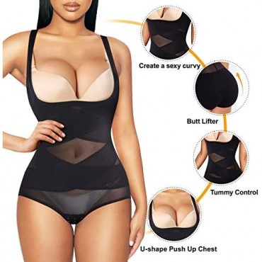 REYEOGO Shapewear Bodysuit for Women Tummy Control Butt Lifter Panty Hi-Waist Trainer Stomach Body Shaper Slimming Girdles