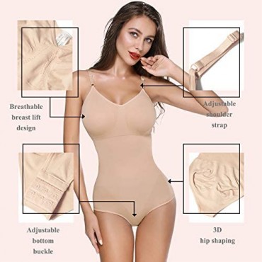 SLIMBELLE Womens Tummy Control Shapewear Bodysuit One Piece Full Body Shaper Waist Slimming Body Briefer