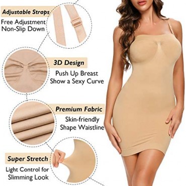 Strapless Dress Slips for Women Shapewear Camisole Body Shaper Tummy Control Slip Seamless Full Cami