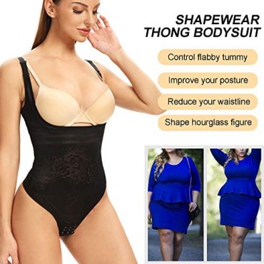 Thong Shapewear for Women Tummy Control Bodysuit Open Bust Seamless Body Shaper Waist Slimmer
