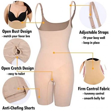 Waist Cincher Trainer Bodysuit for Women Tummy Control Shapewear Open Bust Body Shaper Thigh Slimmer